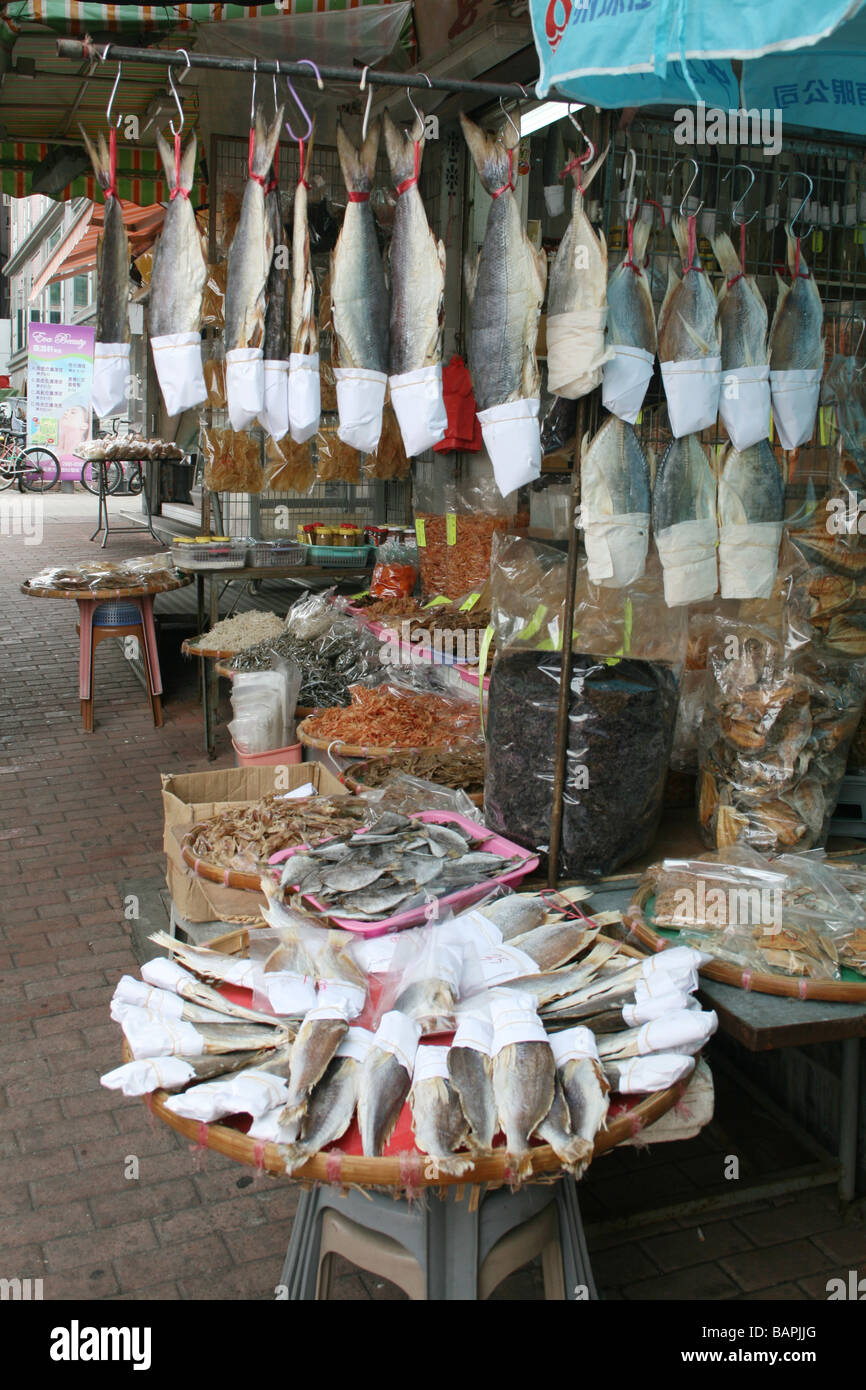 traditional Chinese dried seafood stall Cheung Chau Hong Kong April