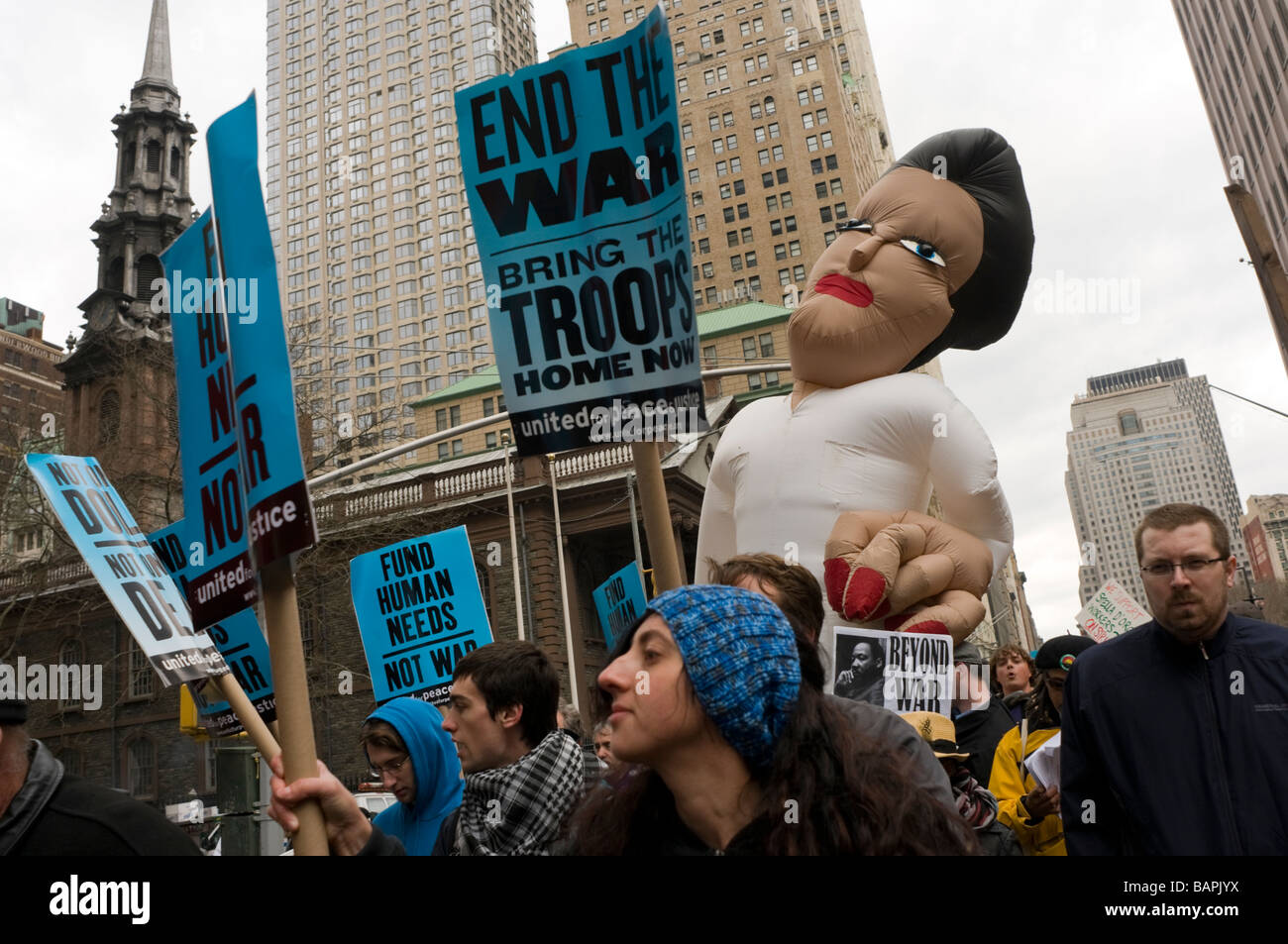Protesters carry Obama in Effigy Stock Photo