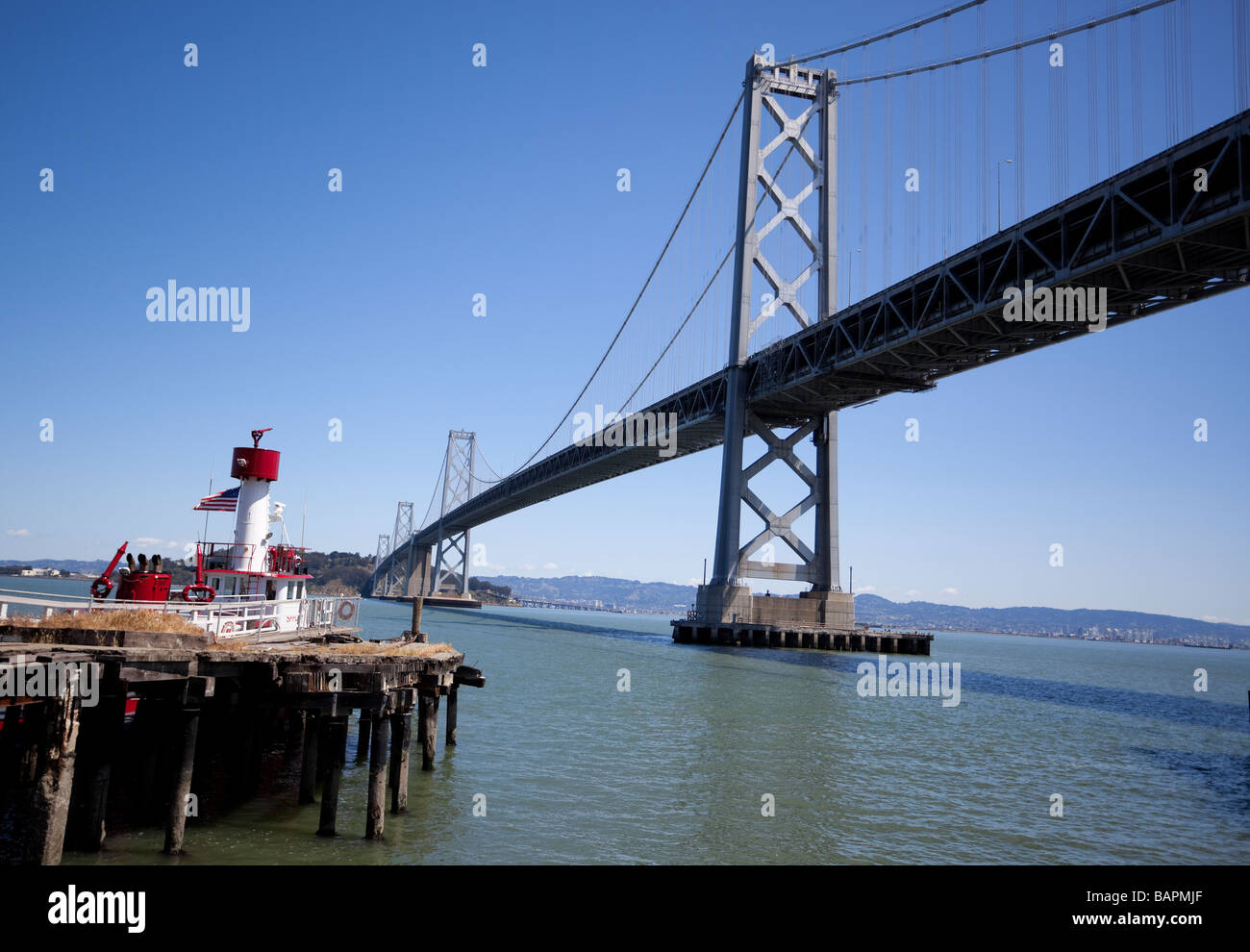 Bay Suspension Bridge on San Francisco Bay, California, USA Stock Photo