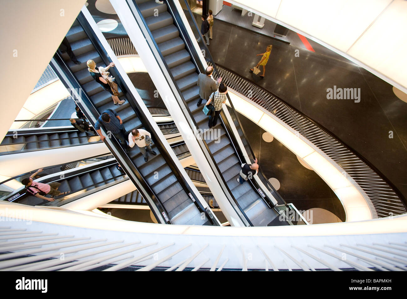 Floors and elevators in the new and modern shopping centre My Zeil, Frankfurt on the Main Stock Photo