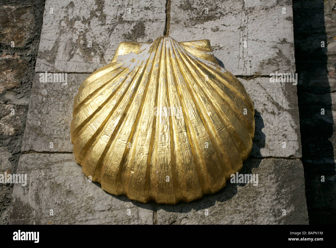 Saint James Pilgrim scallop shell symbol, Barbican, Plymouth, Devon, UK ...