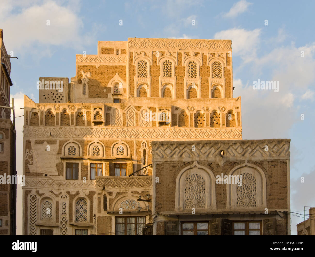 Traditional building in the old town district of Sana'a Yemen Stock Photo