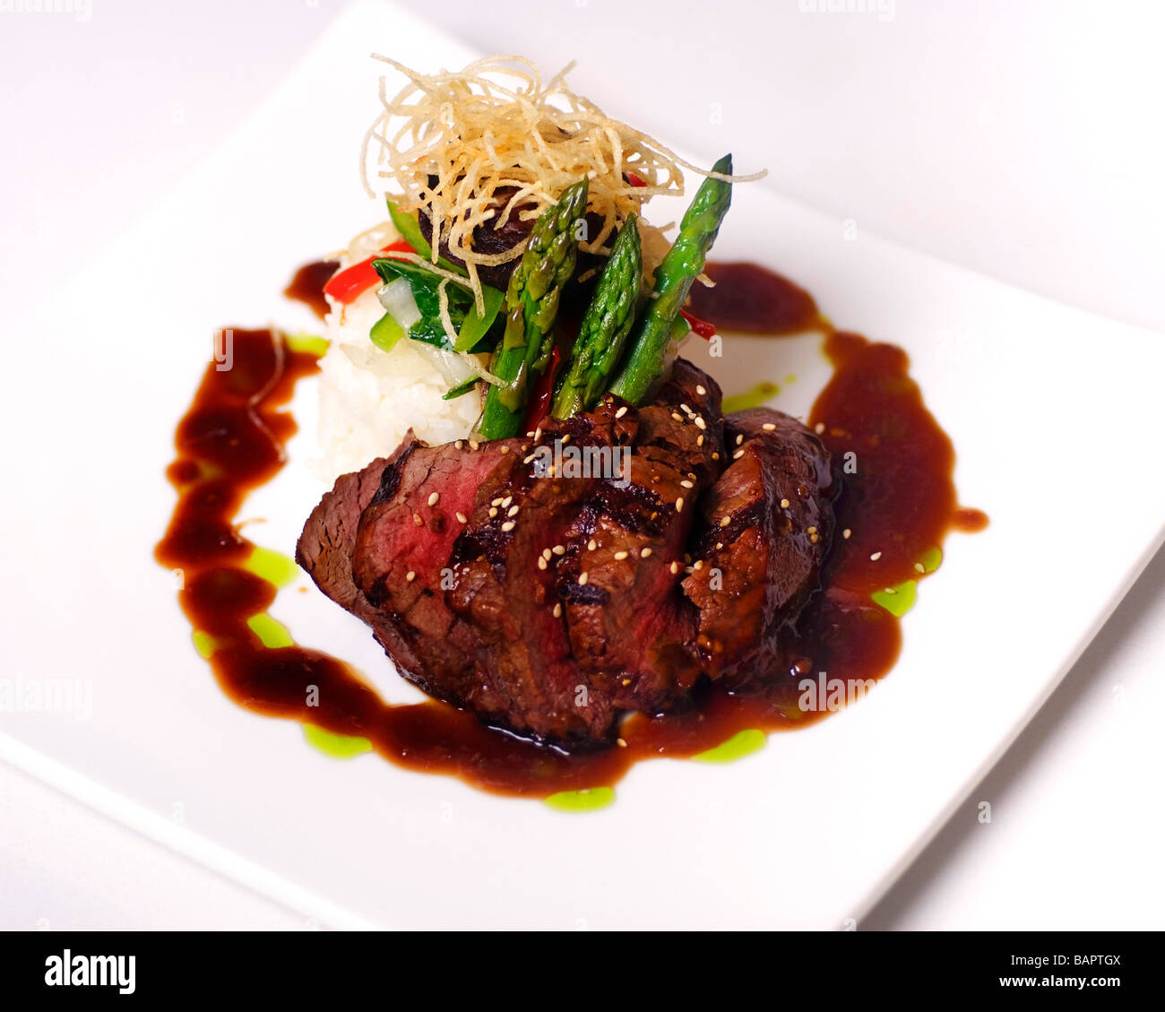 A gourmet fillet mignon steak at five star restaurant. Stock Photo