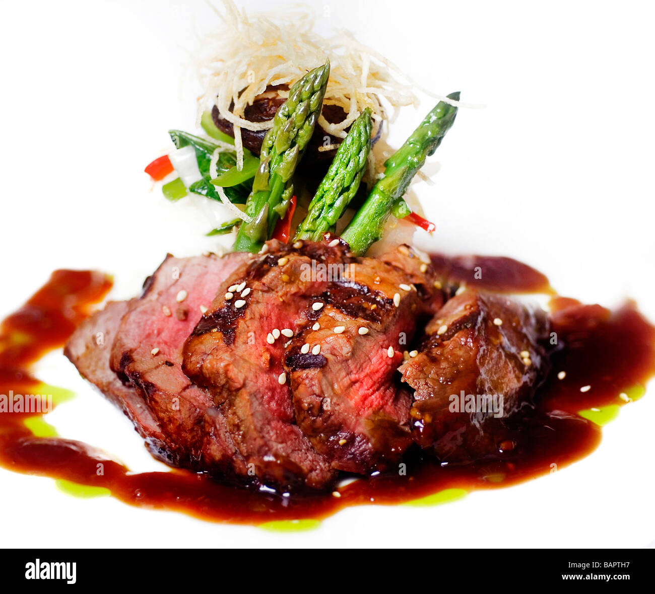 A gourmet fillet mignon steak at five star restaurant. Stock Photo