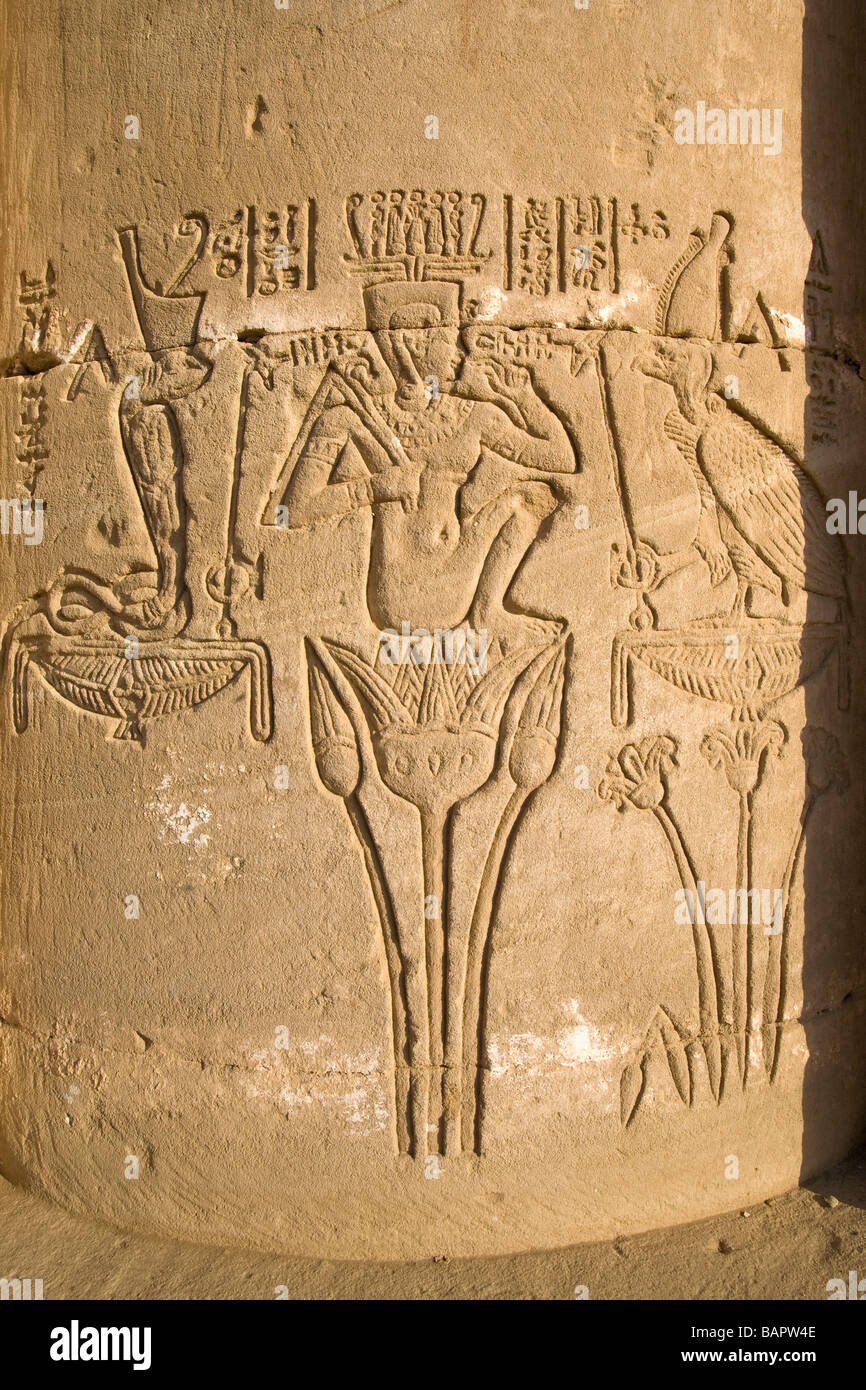 Unfinished border on wall of Roman Bath house at Dendera Temple, Nile Valley, Egypt, North Africa Stock Photo