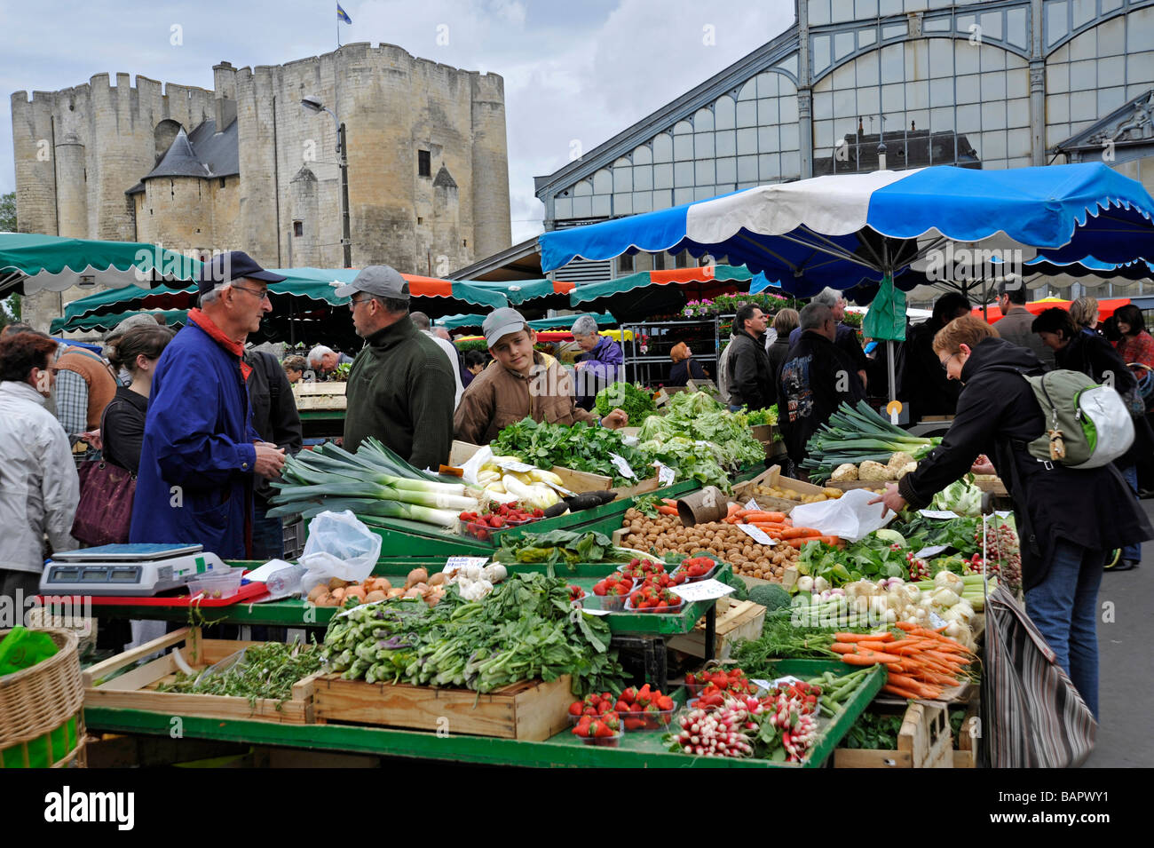 Market day at Niort town, France Stock Photo