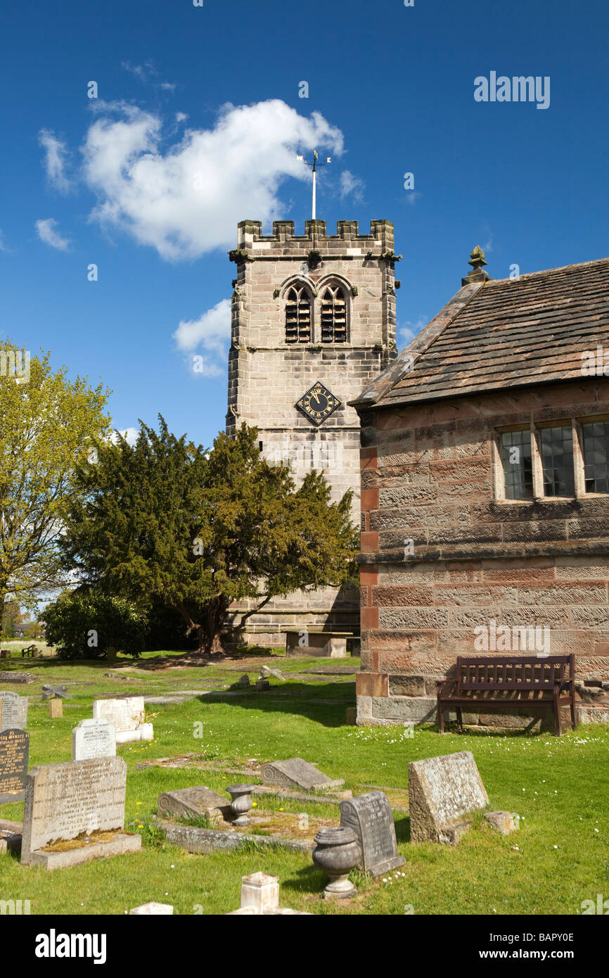 UK England Cheshire Nether Alderley St Marys Church and old school house Stock Photo