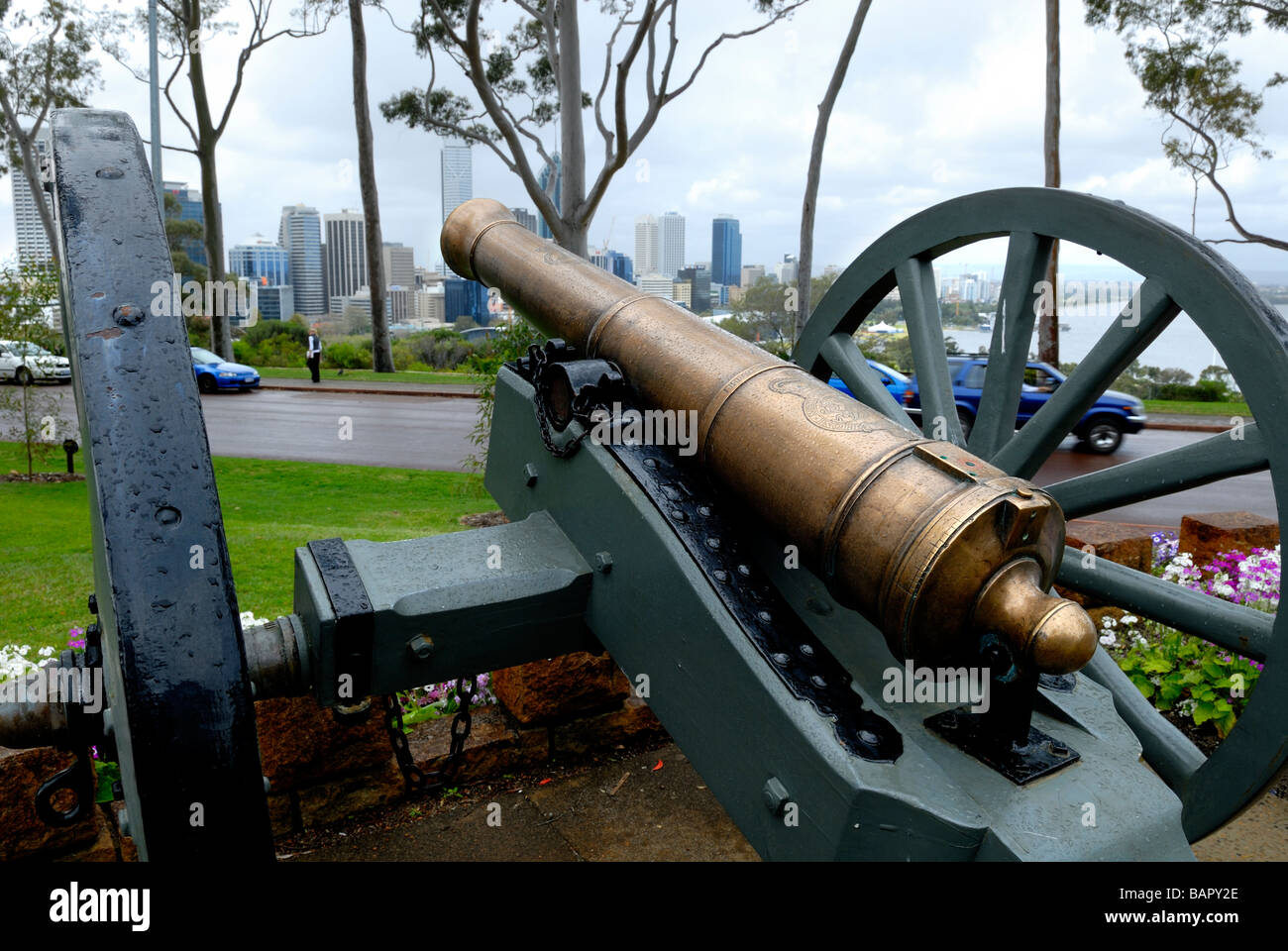 Cannon at the Queen Victoria Statue and monument, Kings Park, Perth, Western Australia Stock