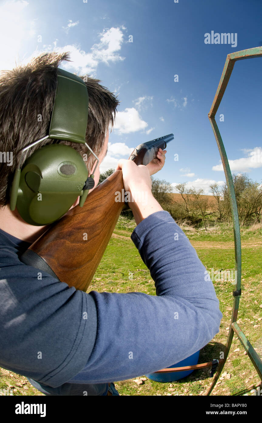 Man Clay Pigeon Shooting, UK Stock Photo Alamy