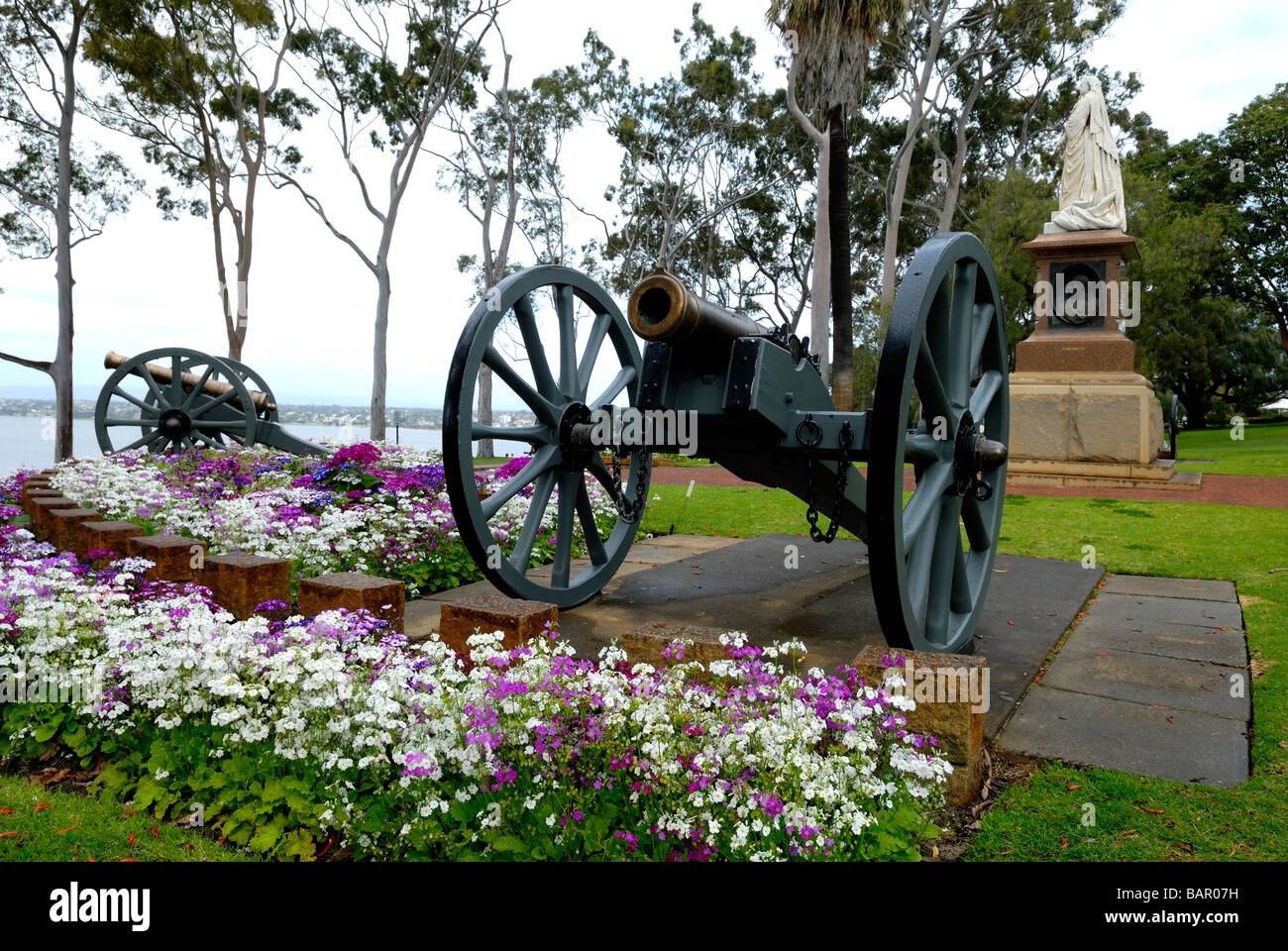 Cannon at the Queen Victoria Statue and monument, Kings Park, Perth, Western Australia Stock