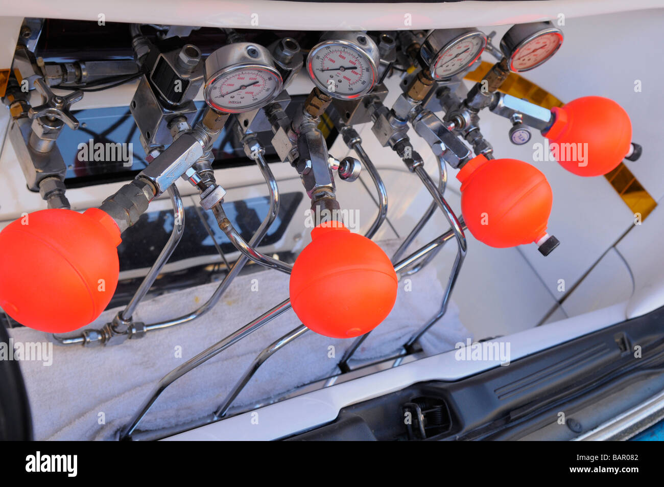 decorated hydraulic dance car circuit, ranong, southern thailand Stock