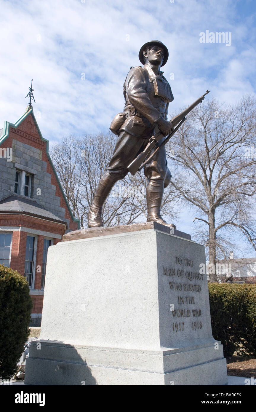 The since relocated monument to the men of quincy massachusetts who served in world war 1, then known as the great war Stock Photo