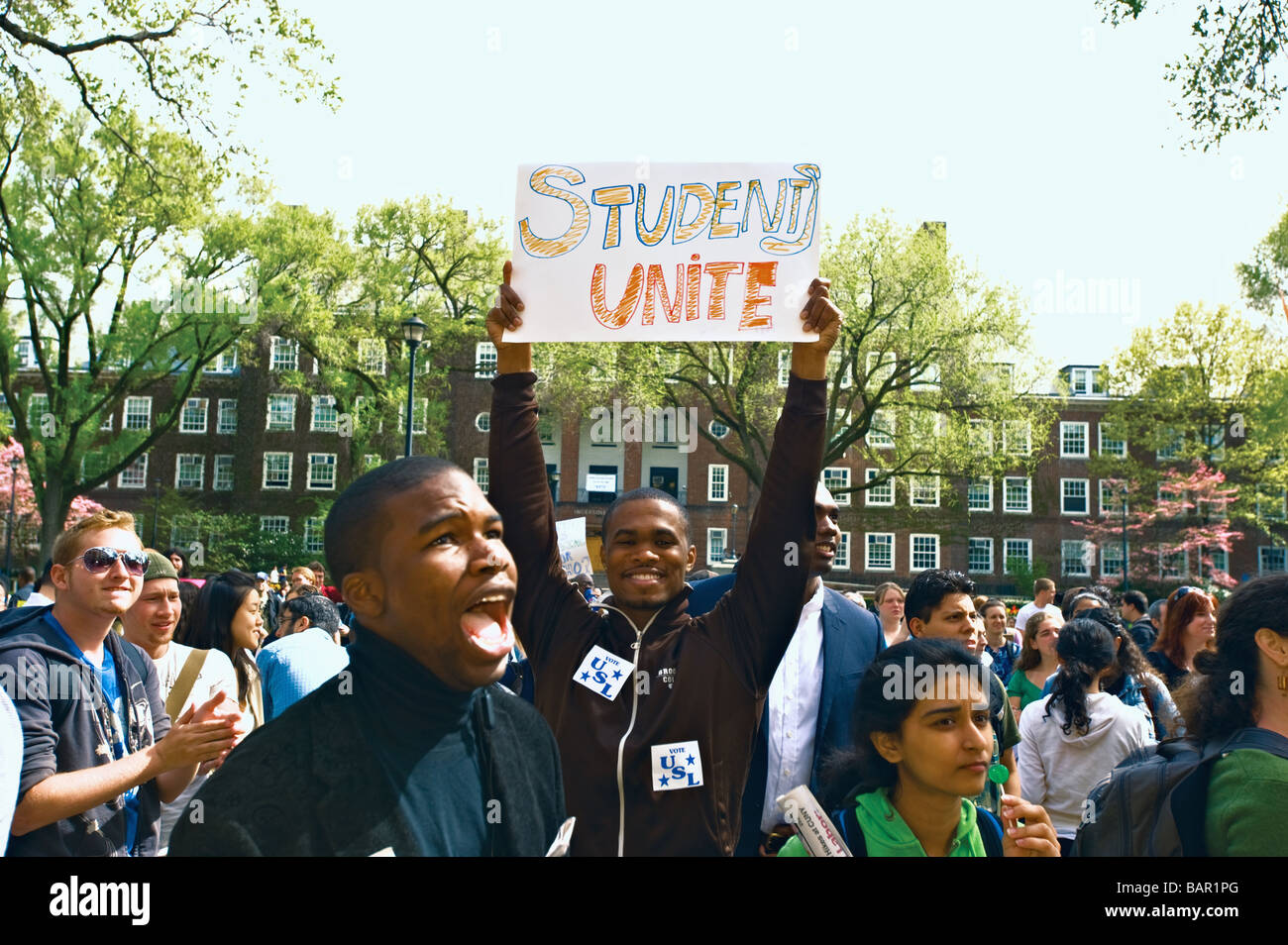 Students at rally against tuition increase at Brooklyn College Brooklyn New York Stock Photo