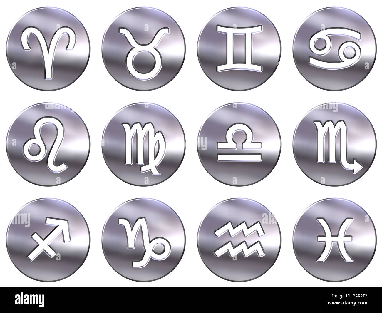 3d silver zodiac signs Stock Photo