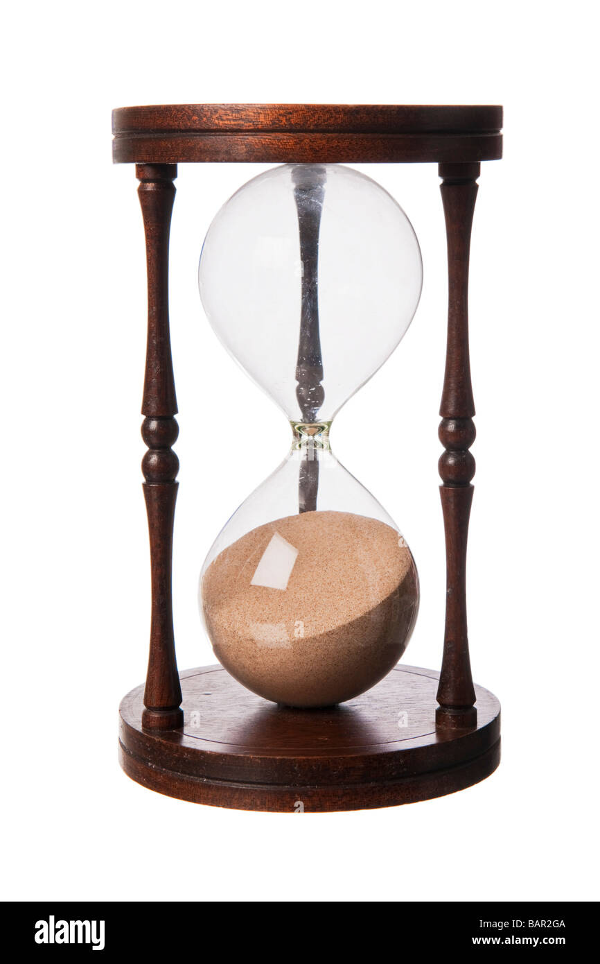 Vintage old wooden Hourglass Stock Photo