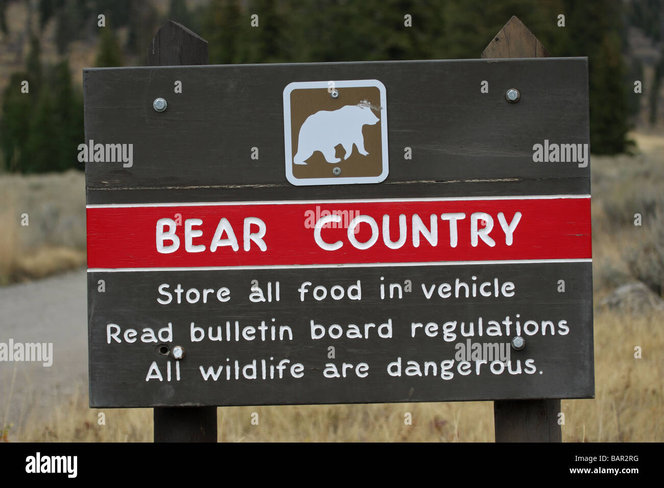 Warning Sign Yellowstone National Park Stock Photos & Warning Sign