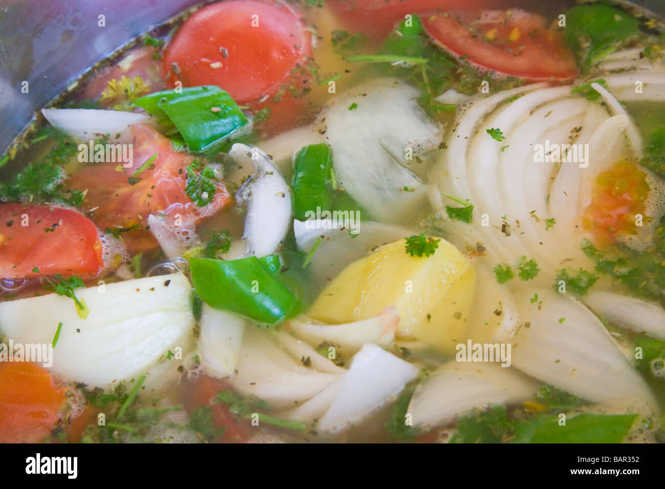 Vegetables cooking in saucepan Stock Photo Alamy