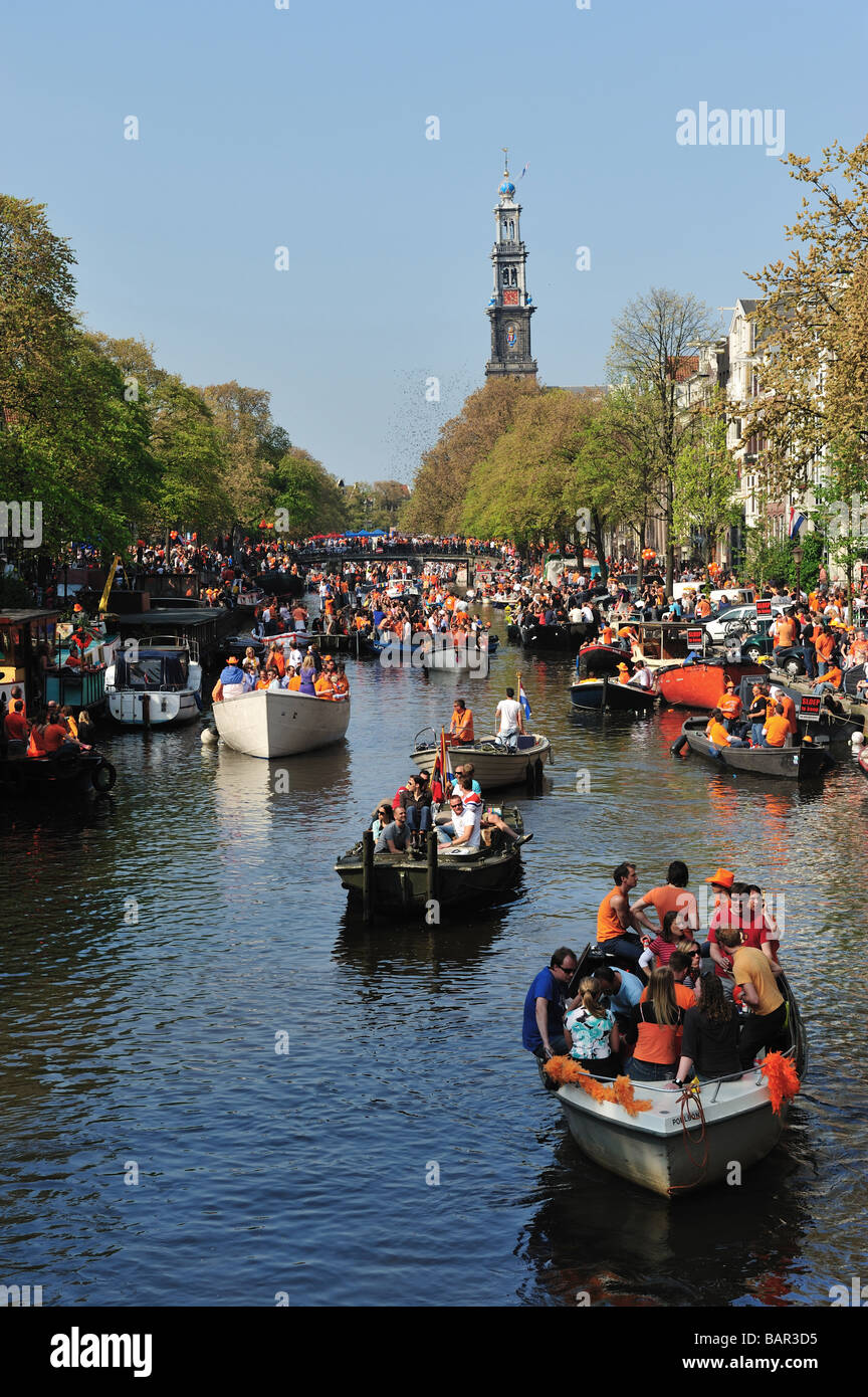 Queens Day or in Dutch Koninginnedag on the 30th of april 2009 in Amsterdam Holland The Netherlands Stock Photo