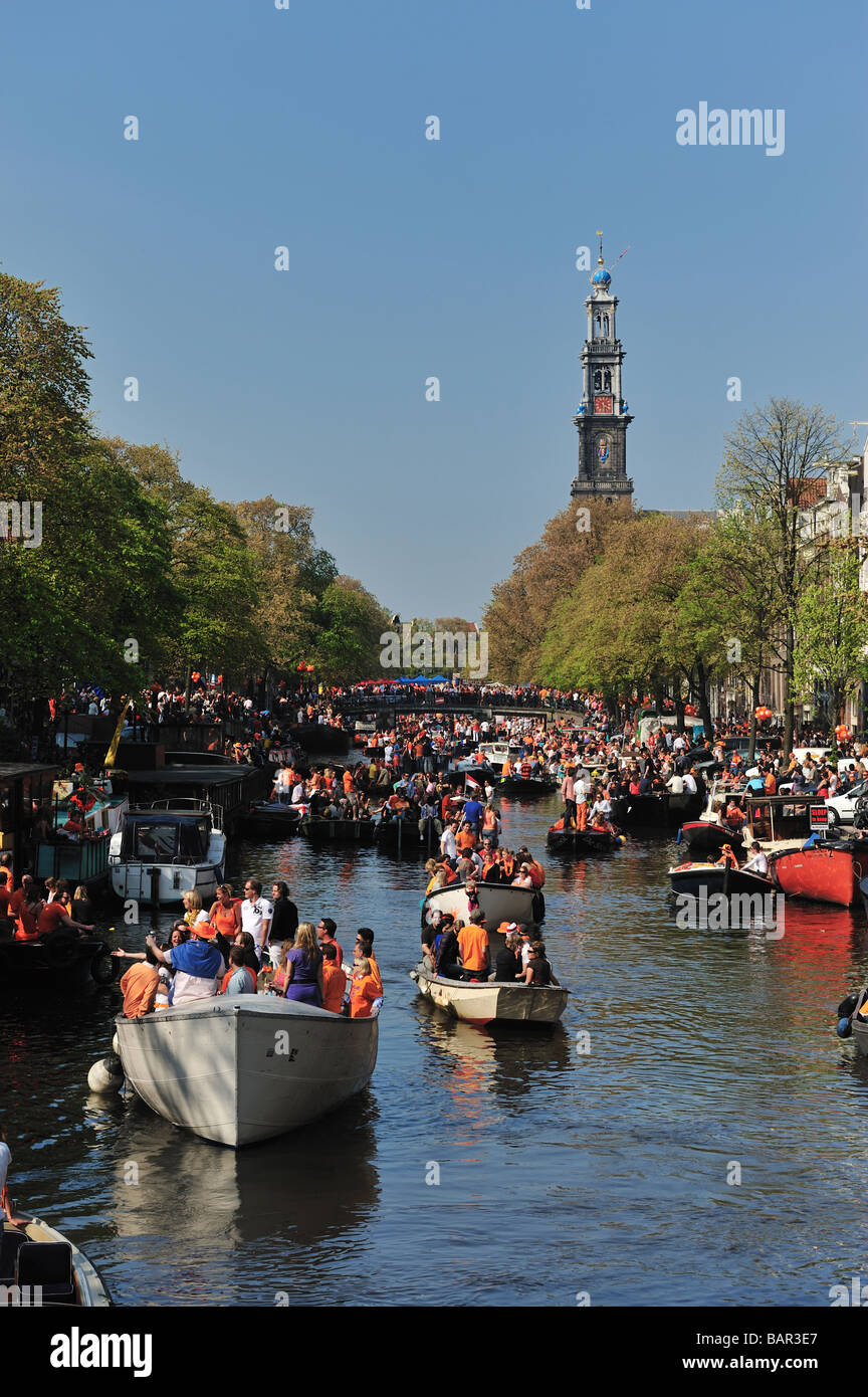 Queens Day or in Dutch Koninginnedag on the 30th of april 2009 in Amsterdam Holland The Netherlands Stock Photo