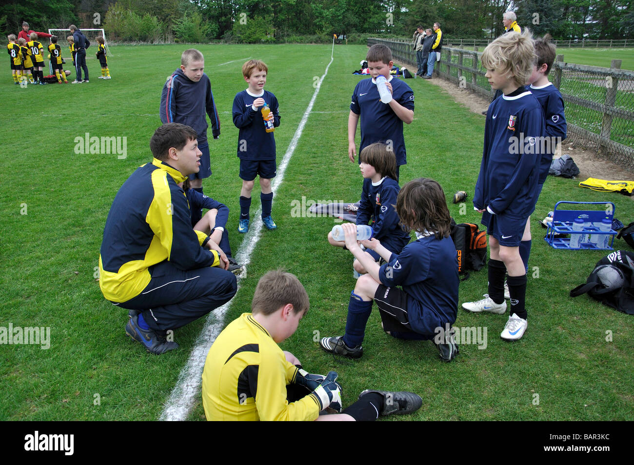 Boy's football match, Bury St Edmunds, Suffolk, England, United Kingdom Stock Photo