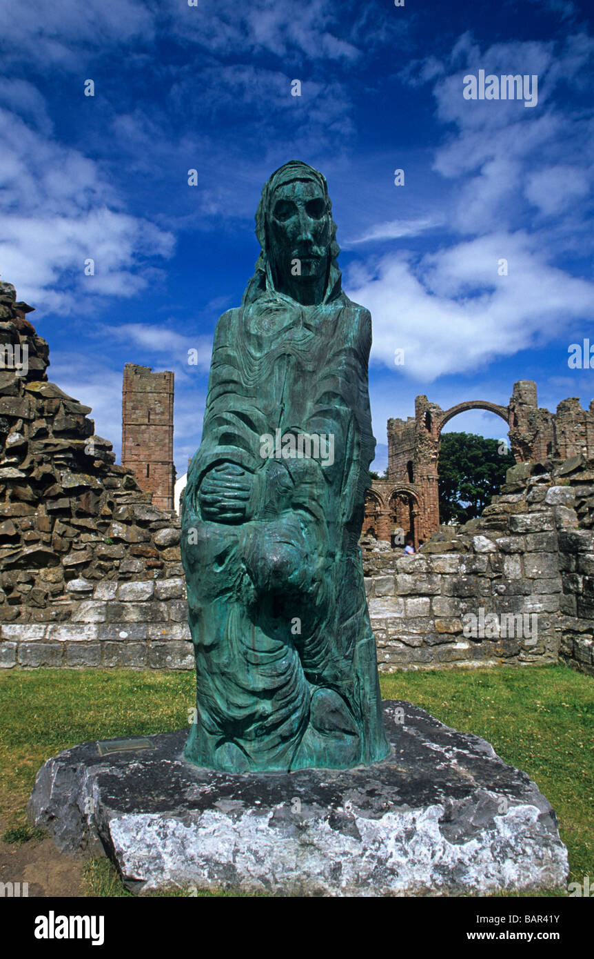 Statue of Saint Cuthbert in Lindisfarne Priory on Holy Island