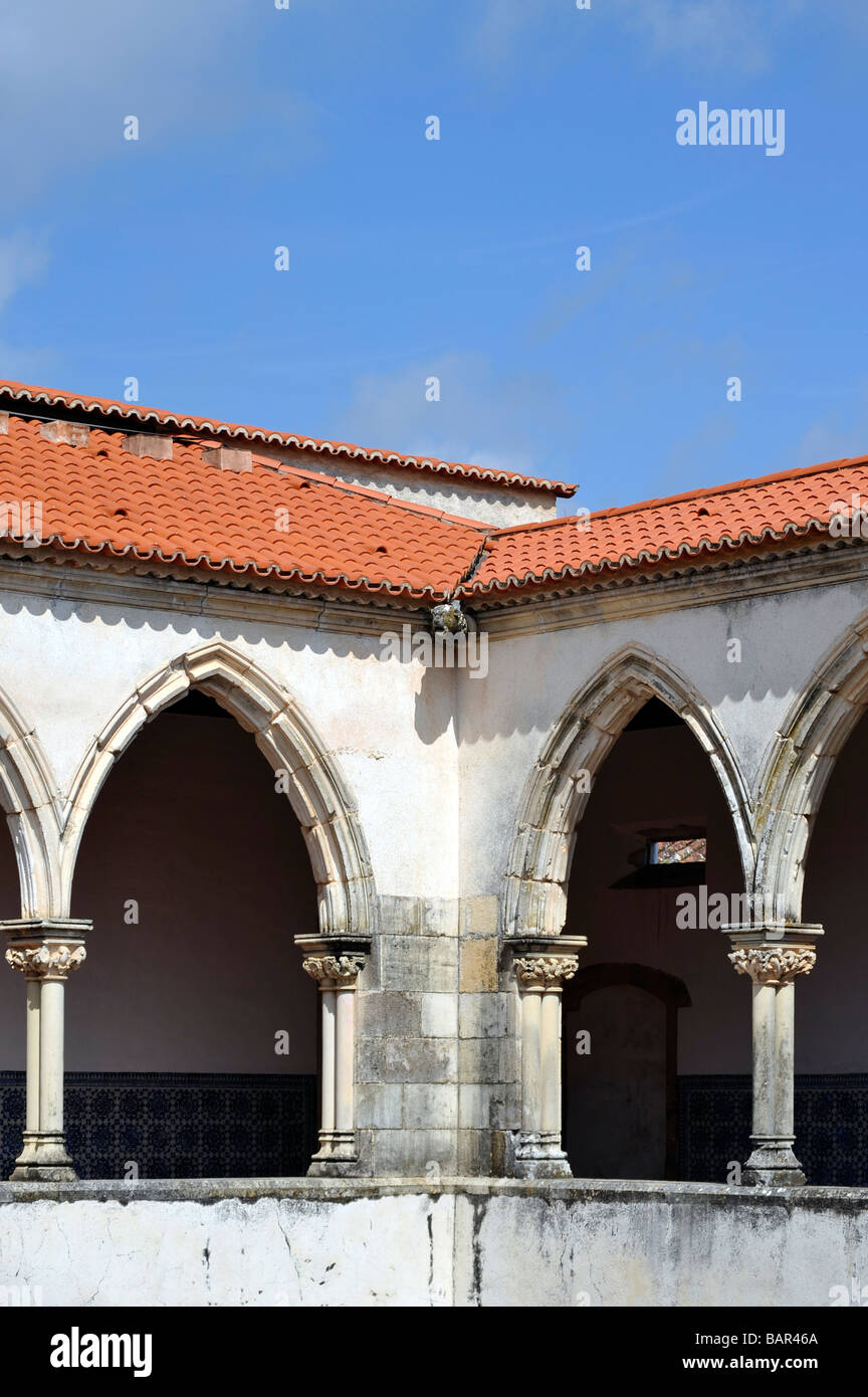 Detail of interior courtyard Convento de Cristo Tomar Portugal Stock Photo