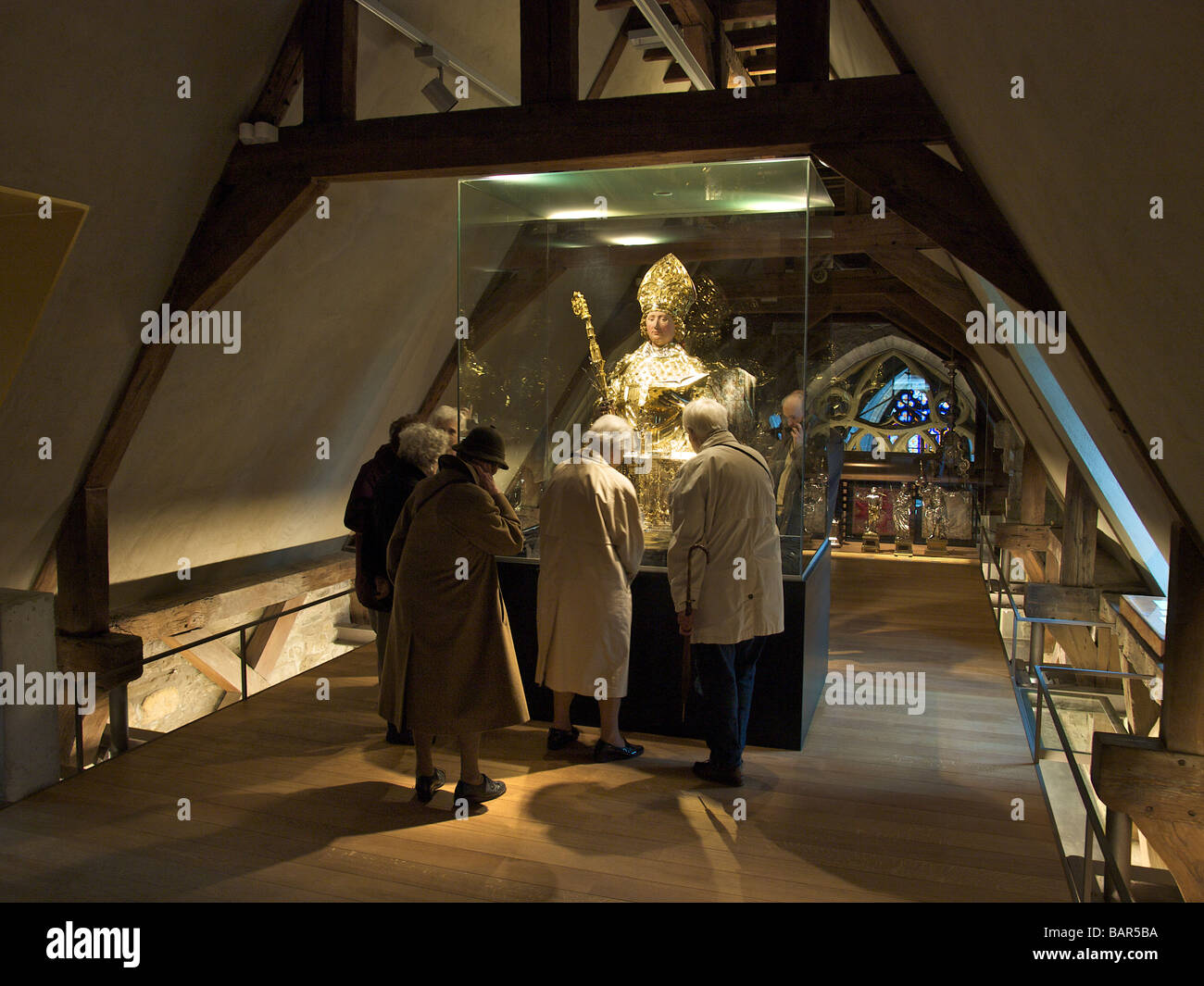 Treasury museum with religious artefacts of the Liege Cathedral Belgium Stock Photo