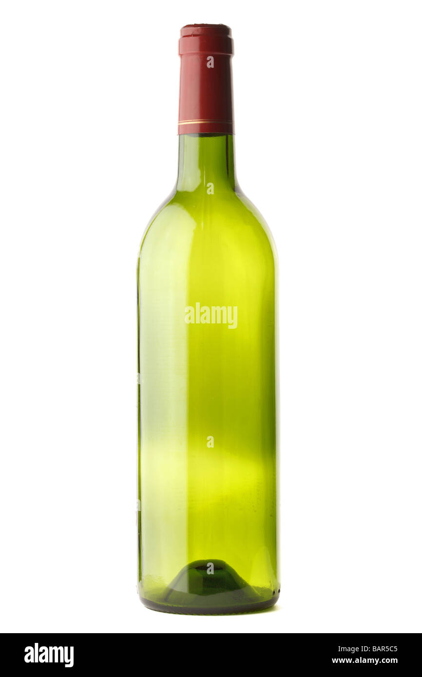 Empty wine bottle isolated on white Stock Photo
