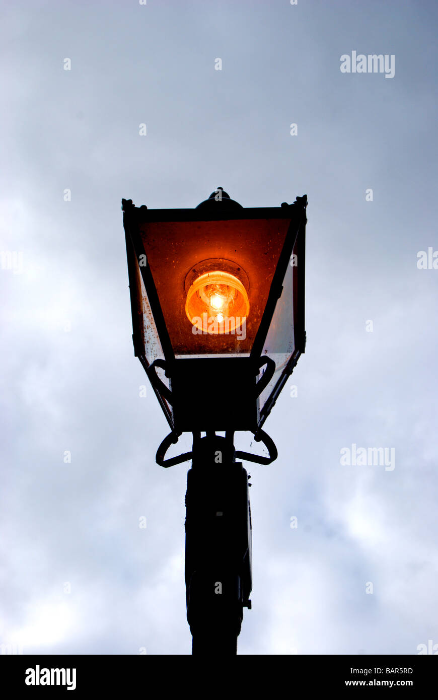 british electric street light housed in victorian style casing seen