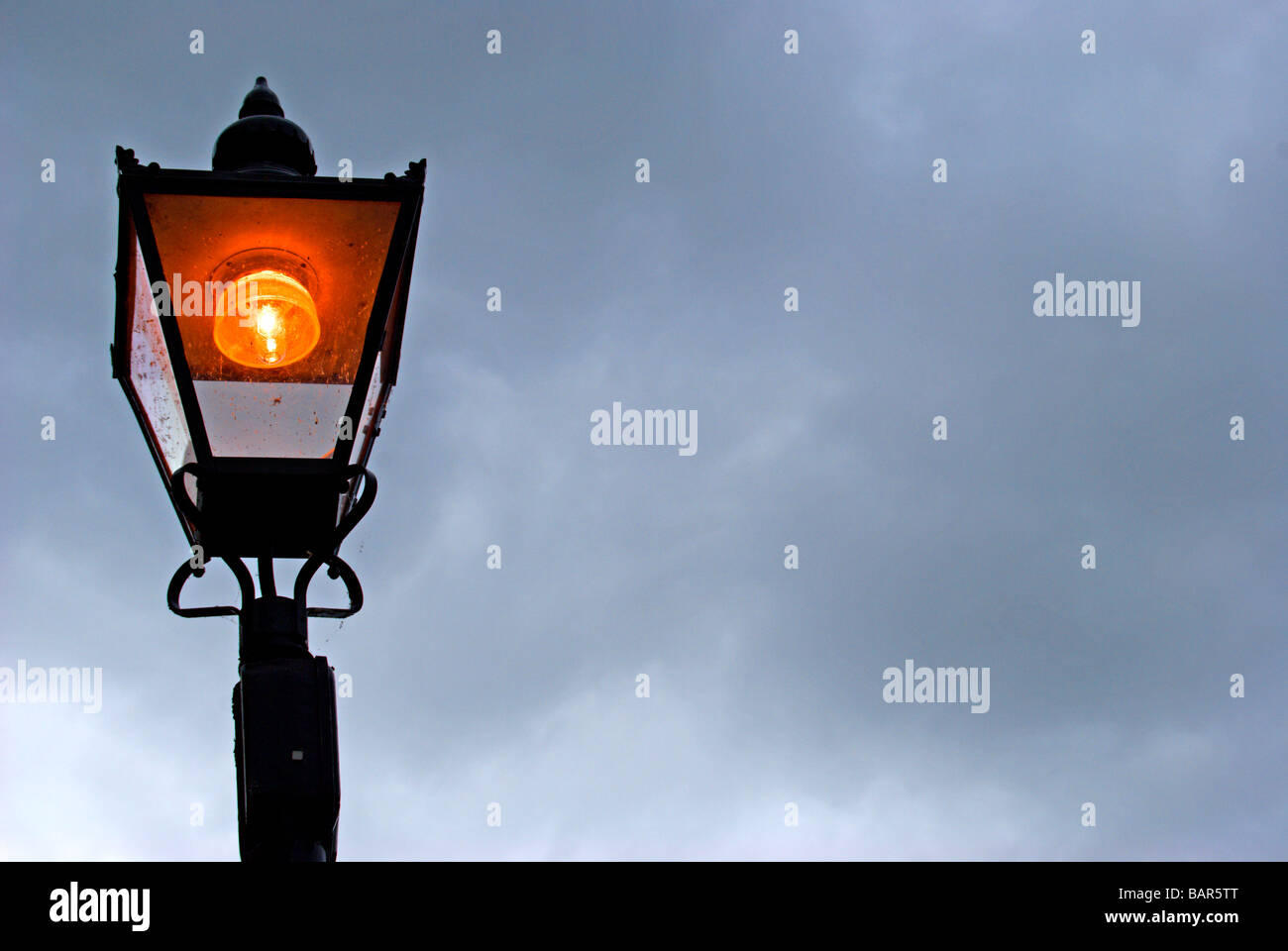 british electric street light housed in victorian style casing seen