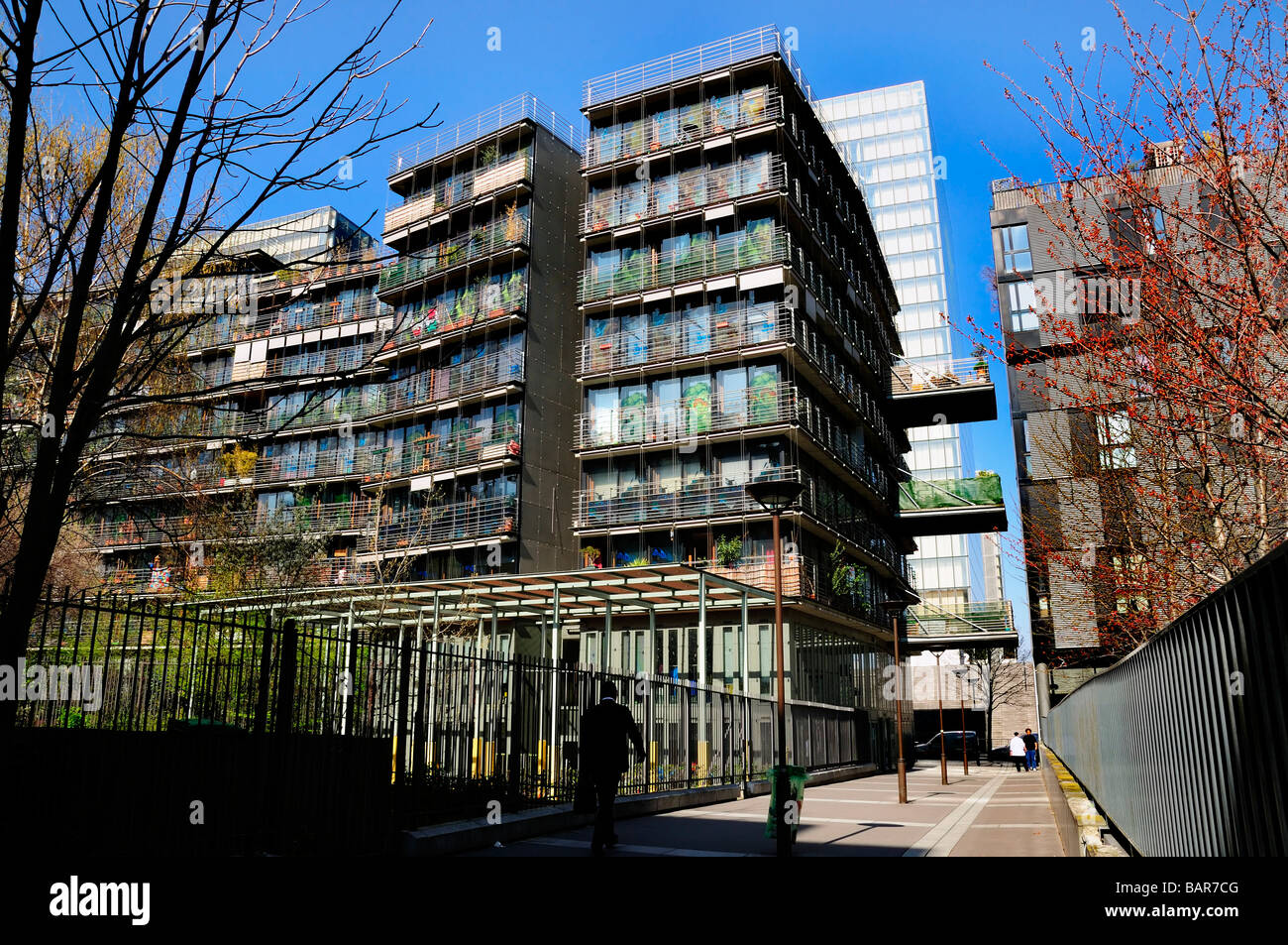 Paris France, Empty Street Scene" New Apartments in "Paris Rive Gauche