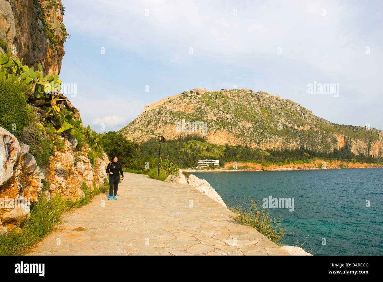 Seaside path in Nafplio Peloponnese Greece Europe Stock Photo