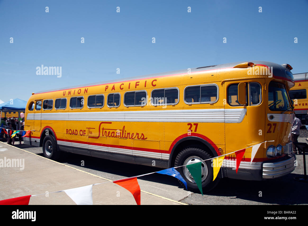 Union Pacific Railroad Bus No 27 on display in Roseville California USA Stock Photo