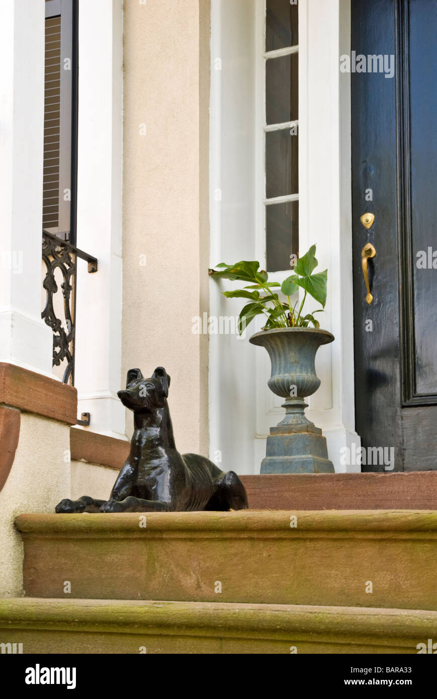 Front of home in Savannah, Georgia historic district Stock Photo