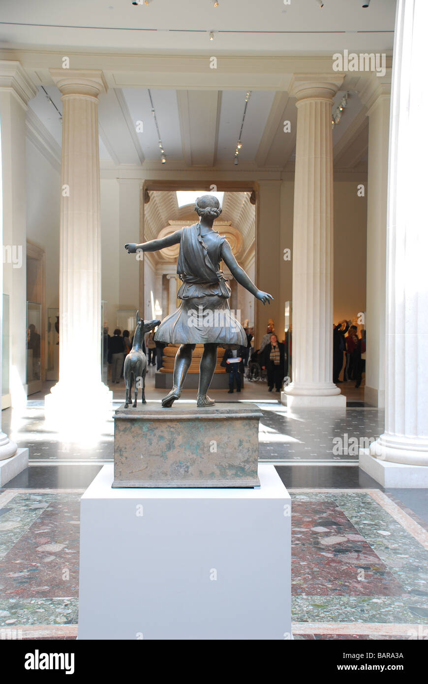 Bronze statue of Artemis (Diana) and a deer at the New York