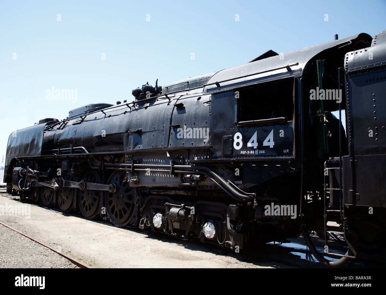 Union Pacific Steam Locomotive 844 on display in Roseville California USA Stock Photo
