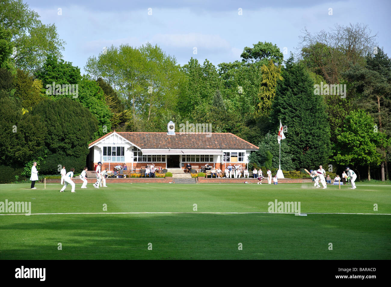 Cricket match, St.George's College, Weybridge, Surrey, England, United Kingdom Stock Photo