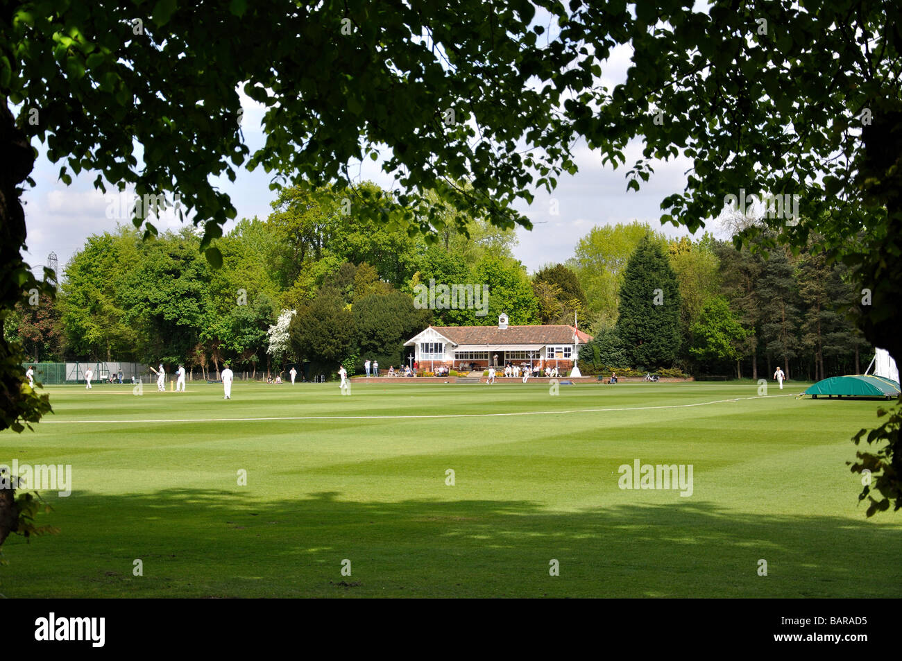 Cricket match, St.George's College, Weybridge, Surrey, England, United Kingdom Stock Photo