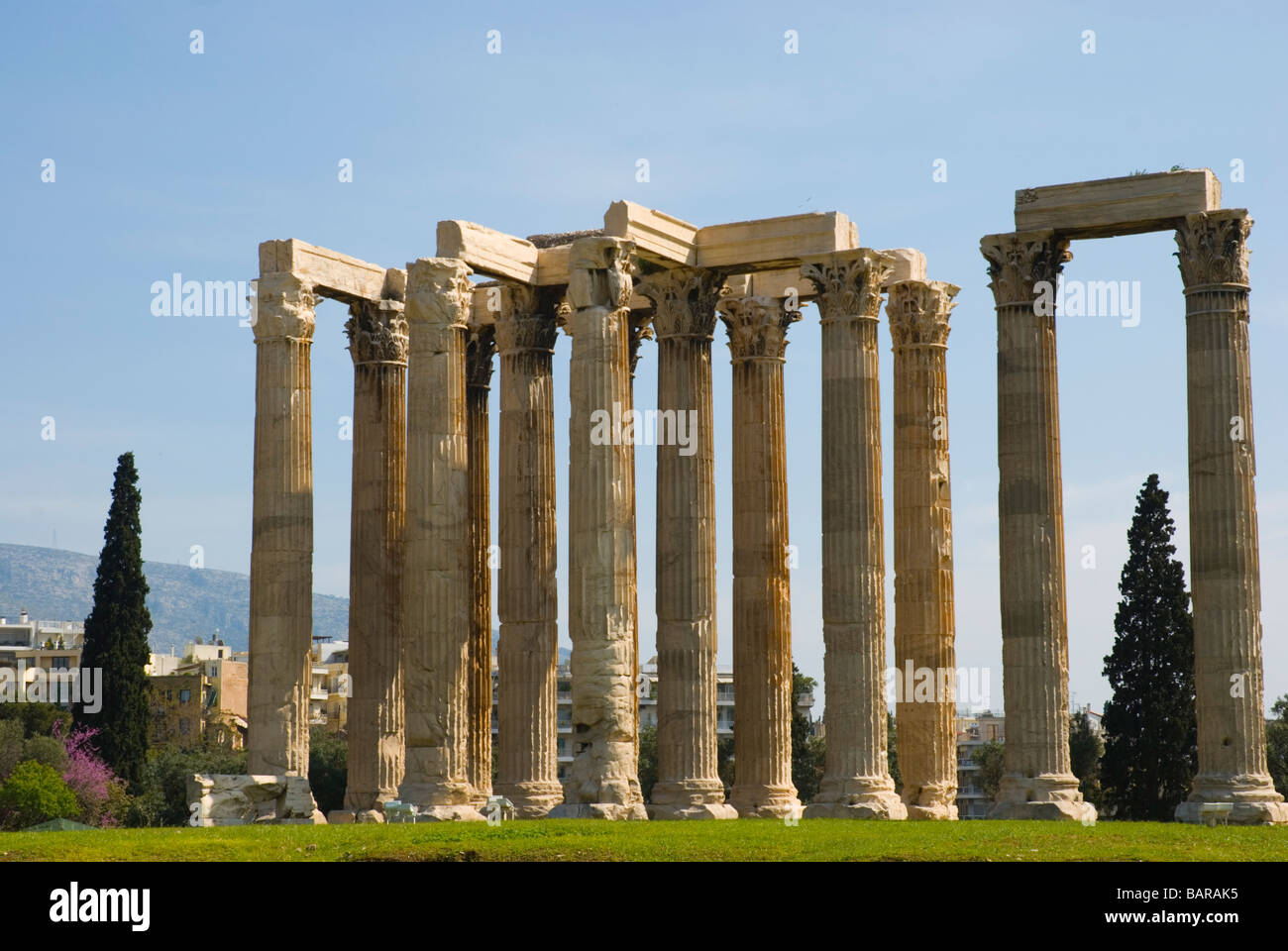 Ruins of Temple of Olympian Zeus site in central Athens Greece Europe ...
