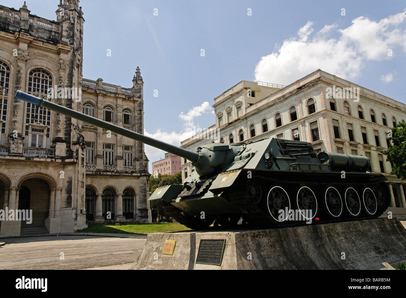 The tank that destroyed USS Houston on display in Havana, Cuba Stock Photo
