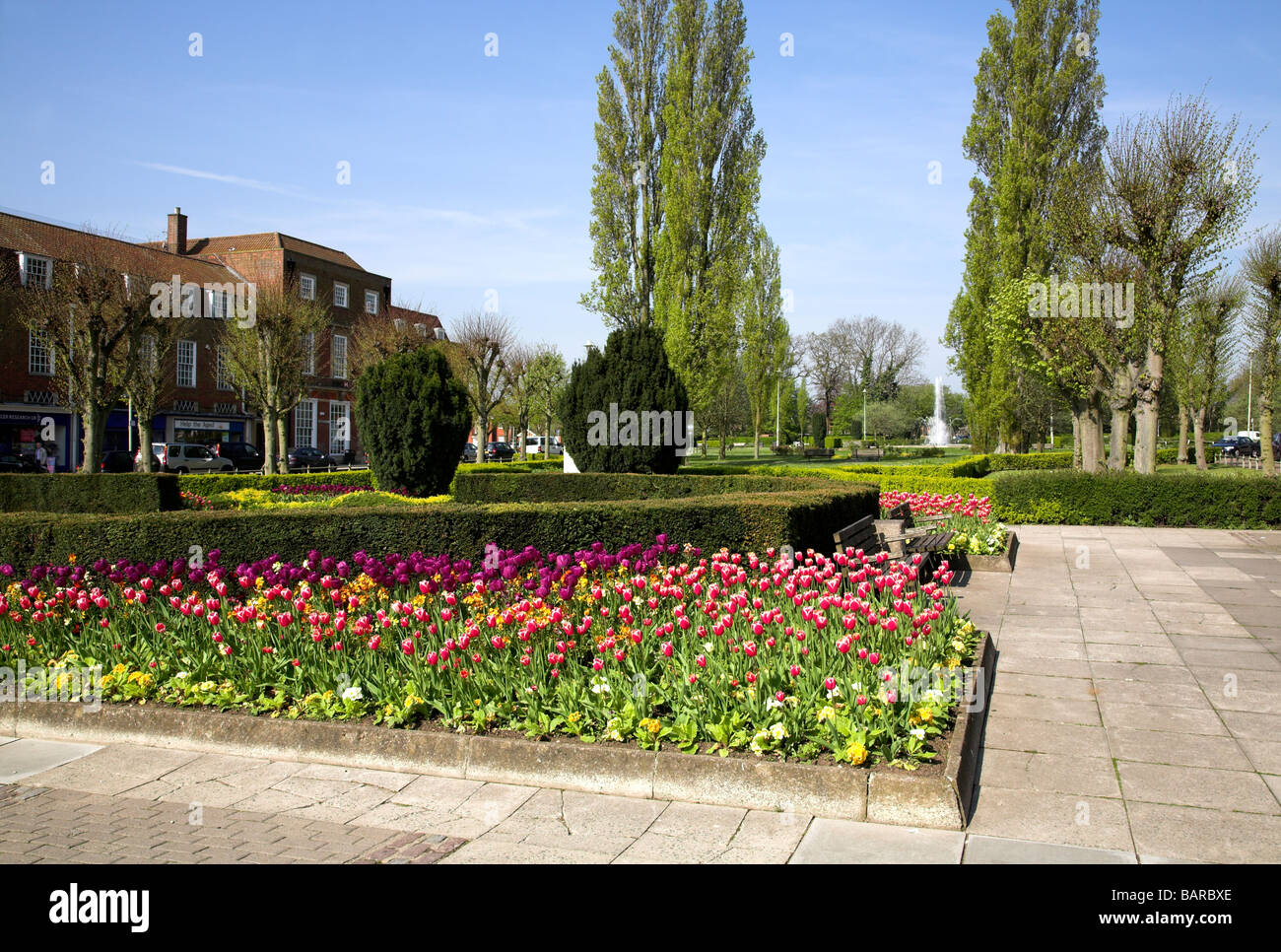 Flower beds in the centre of Welwyn Garden City Stock Photo Alamy