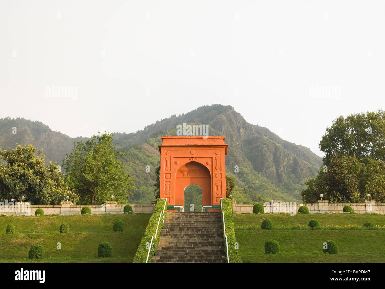 Gate of a garden, Chashmashahi Garden, Srinagar, Jammu and Kashmir, India Stock Photo