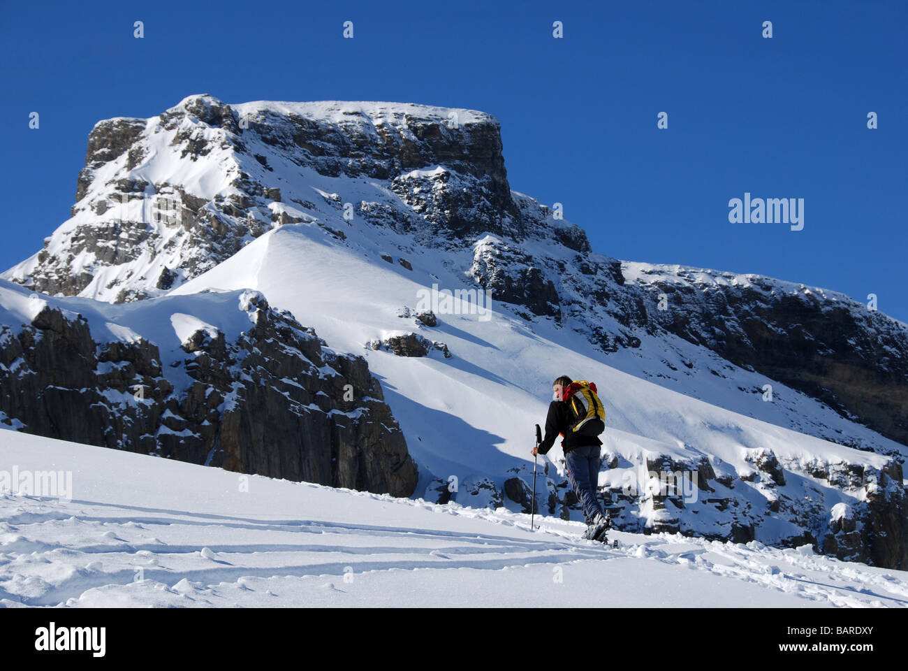 Steghorn winter Bernese alps Switzerland Stock Photo