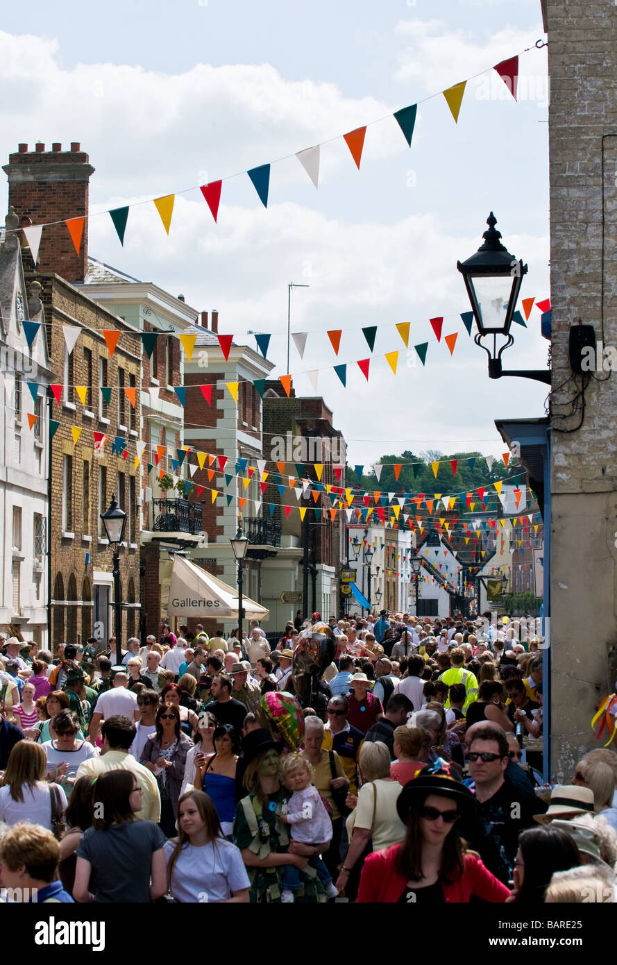 The High Street at the Sweeps Festival in Rochester in Kent Stock Photo