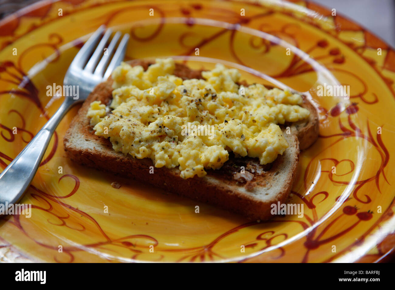 Scrambled eggs on toast Stock Photo Alamy