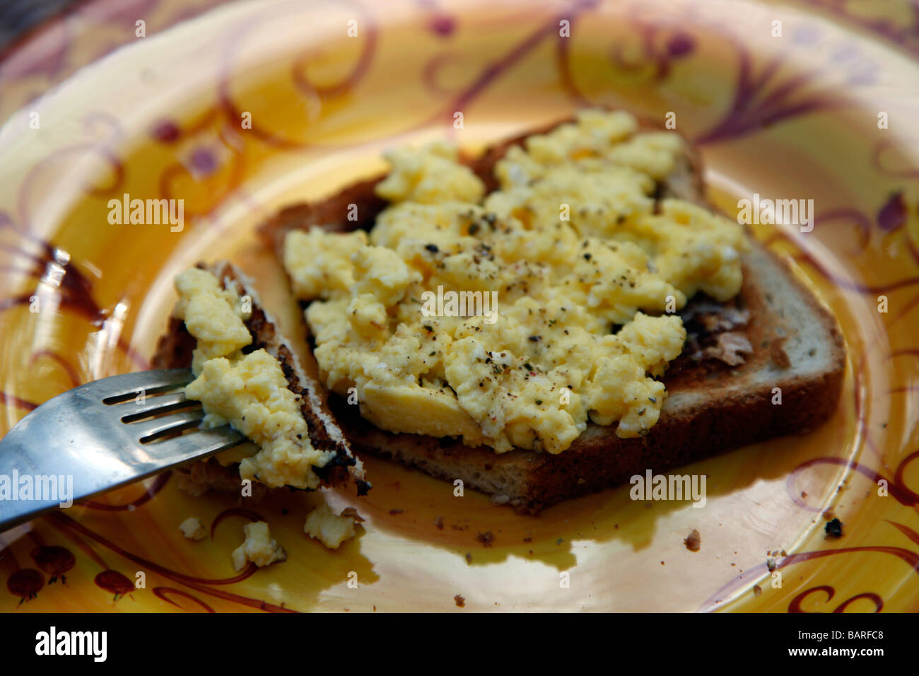 Scrambled eggs on toast Stock Photo Alamy