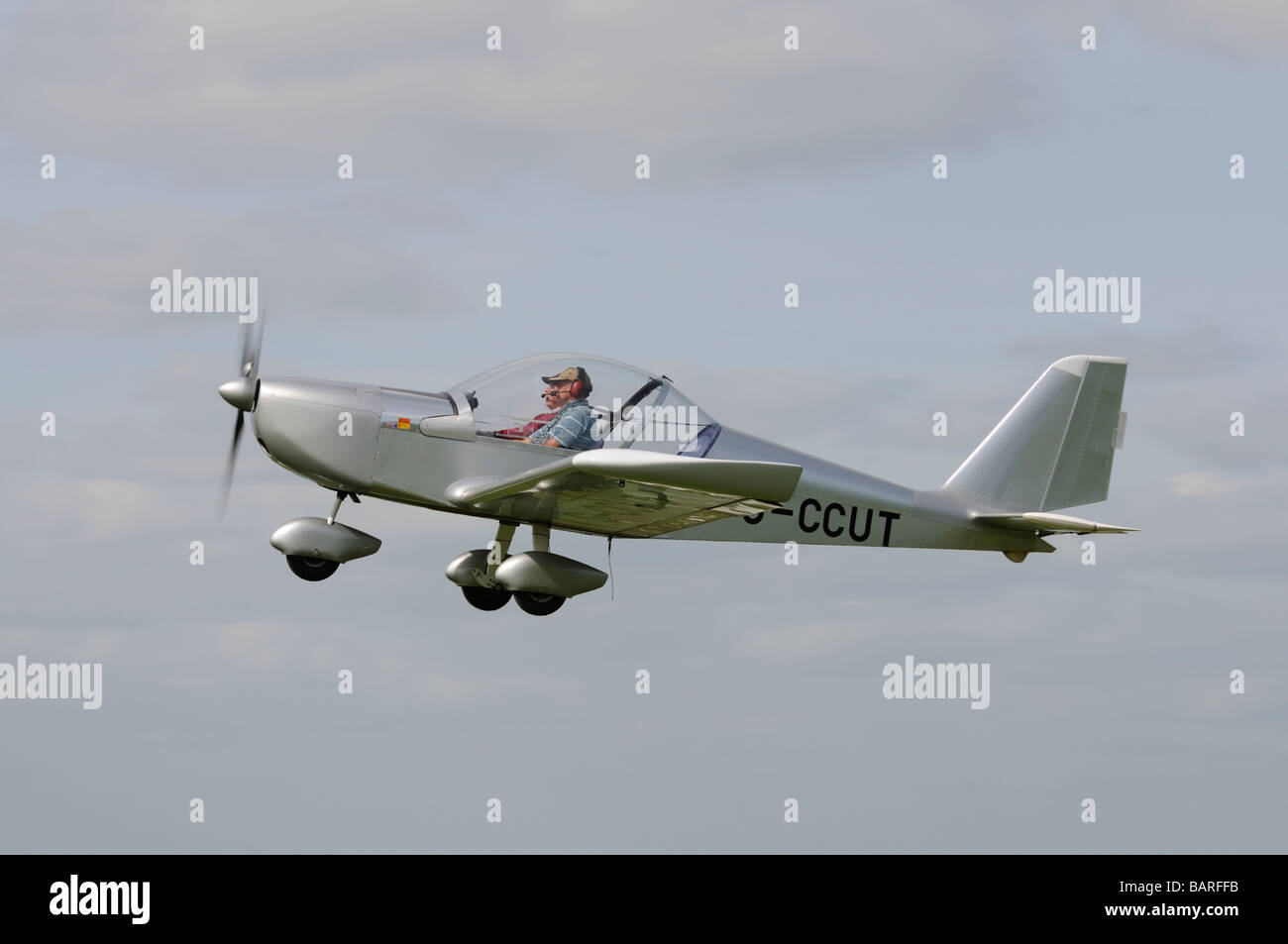 Jones Aerotechnik EV-97 Eurostar G-CCUT over Popham airfield Hampshire Stock Photo