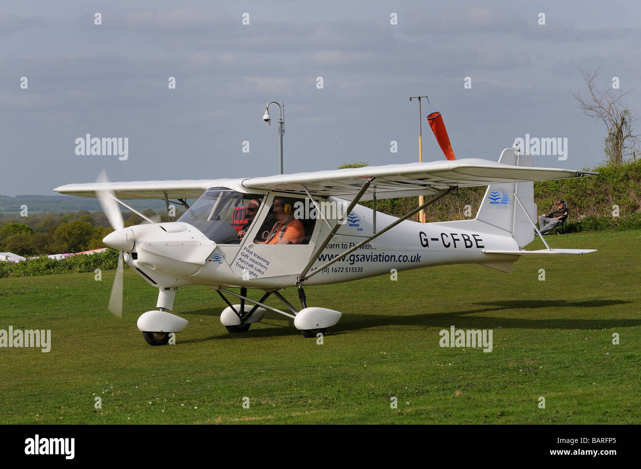 Aerosport Ikarus C42 Microlight G-CFBE taxying at Popham airfield Stock Photo