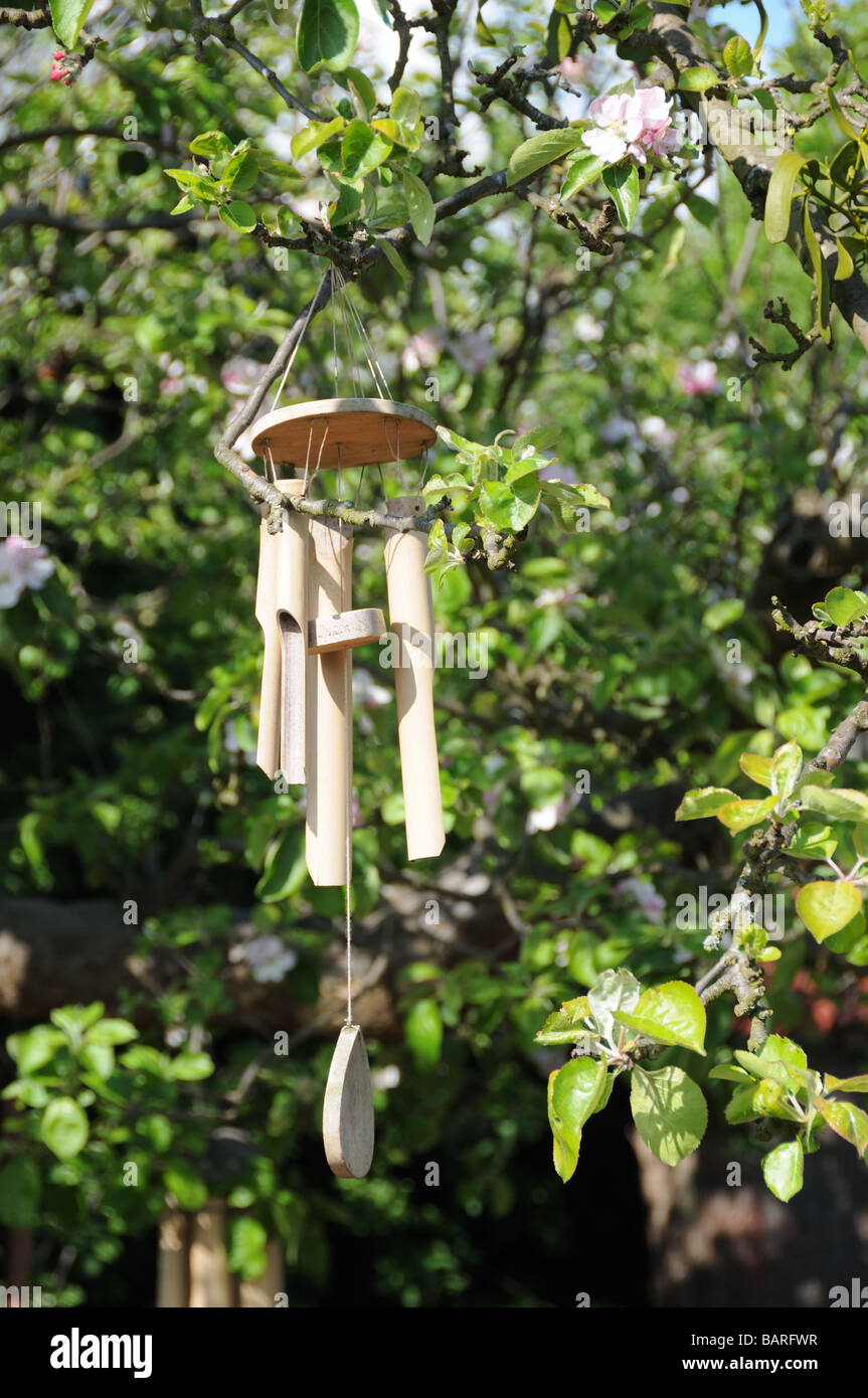 Wooden wind chimes Stock Photo