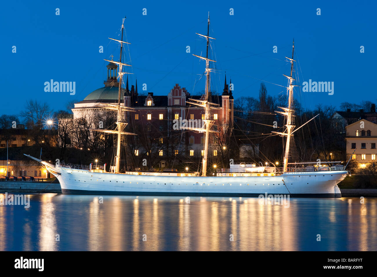 Youth Hostel ship 'Af Chapman' (1888), moored at Skeppsholmen, Stockholm, Sweden. Stock Photo